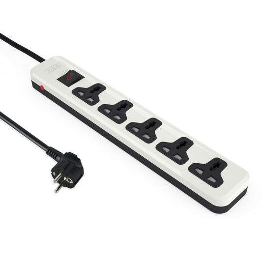 iLOCK power strip 5 universal outlets with overload switch (white)