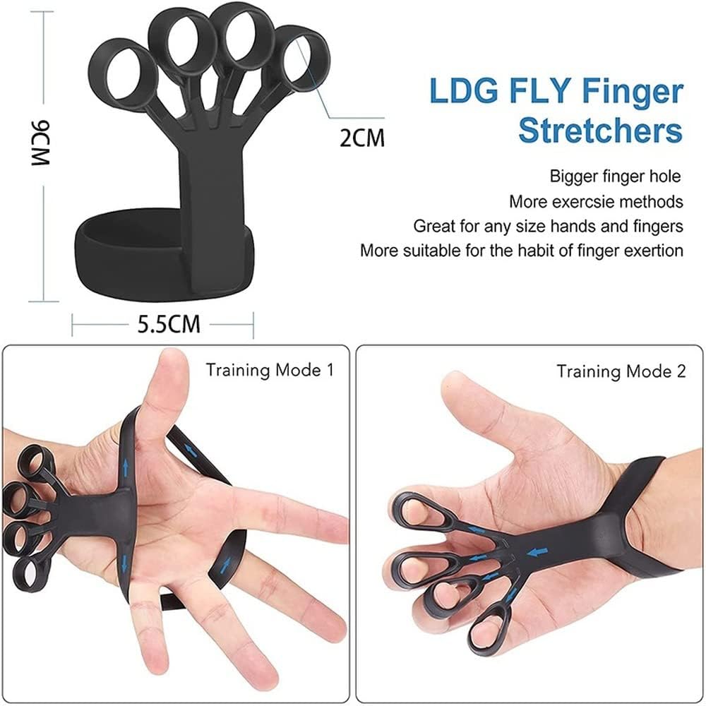 Finger Trainer, Various Strengths, Hand Trainer, Hand Grip, Rubber Muscle Trainer, Training Device for Strength Training, Therapy, Muscles, Black