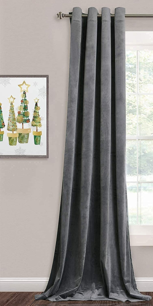 Elegant Velvet curtains - Soft Velour fabric - Steel Grommets - for living rooms - 1 piece-Grey