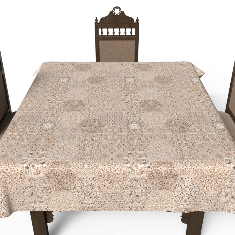 Islamic Dano Waterproof Tablecloth, a Multicolor 140x140 cm Square Table Cover of Spillproof Polyester, a Durable and Elegantly Patterned Protector for your Dining or Kitchen Table