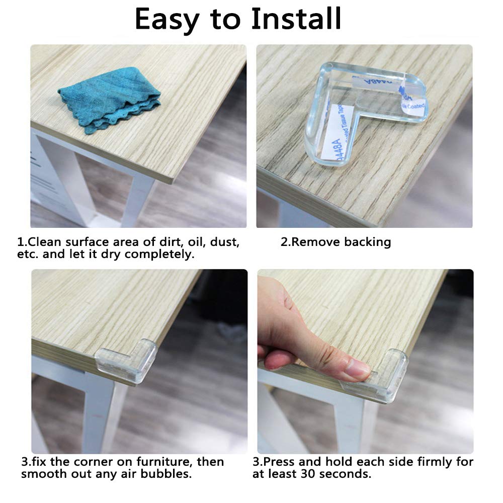 20-Pieces Safety Corner Protectors Guards for Baby Proofing, Soft Edge Cushion for Furniture, Easy to Install, Transparent, 4 x 4 x 1.5 cm