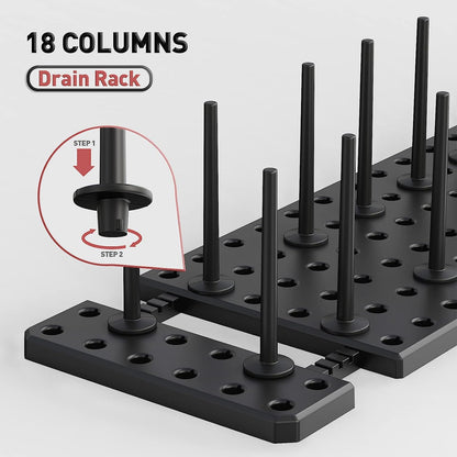 2 Piece Dish Drying Rack Space Saver Organizer Drying Rack for Dishes, Cups, Pots, Pots - Customizable Design - Black - Product Dimensions 54x15 cm