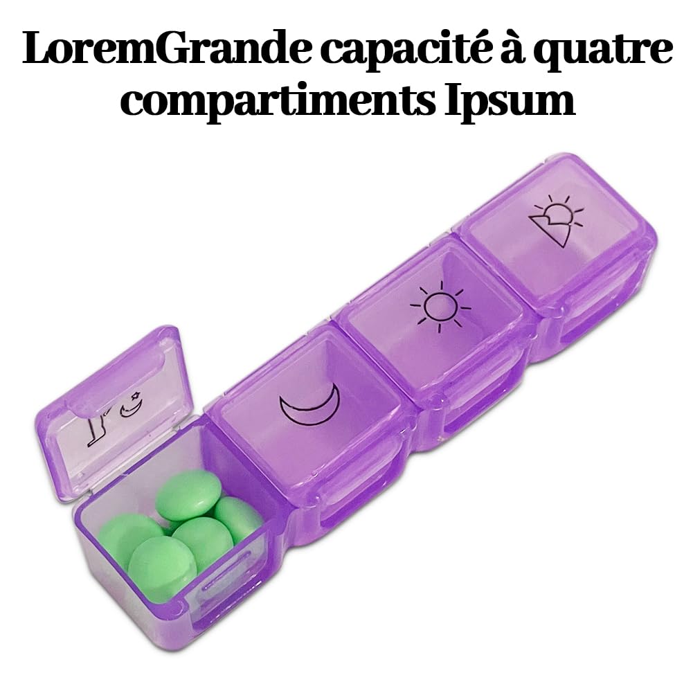 BOJIUSARL Portable Weekly Pill Box 7 Day Pill Boxes with 28 Compartments Morning Noon Evening Night 4 Times Weekly Pill Box Multicolored Medicine Box Vitamins Supplements