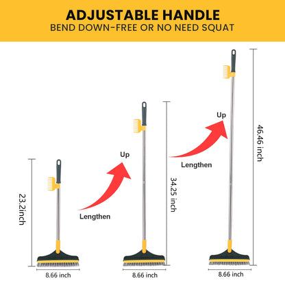 2 in 1 Floor Scrub Brush, V-Shaped Floor Scrub Brush with Long Handle, Bathroom Shower Crevice Cleaning Brush Magic Broom Brush 120°Rotating Removable Brush Head for Bathroom, Tile