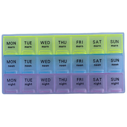 Weekly Medicine Box Organizer, 21 Slots, 3 Rows, 7-Day Pill Storage Case, Portable Tablet Holder for Travel, Daily Pill Organizer with Secure Lid, Compact Design
