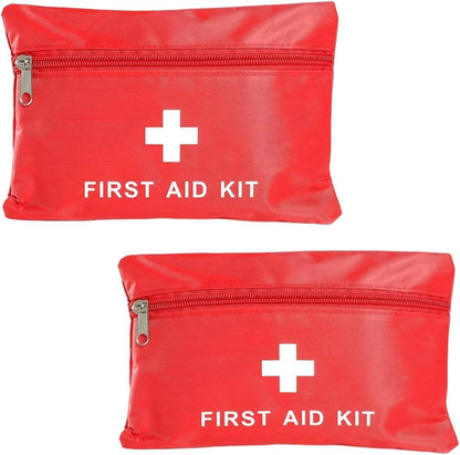 2 Pack First Aid Pouch, Portable Empty Red First Aid Kit Bag, Travel Rescue Tote First Responder Storage Survival Medicine Bag Pocket Container for Sports Camping Hiking Outdoor Activities Emergency