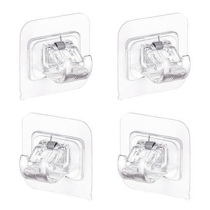 4 x Curtain Rod Holder No Drilling - Adhesive Wall Hooks - Hooks - Curtain Rod - Adjustable without Nail for, Hotel