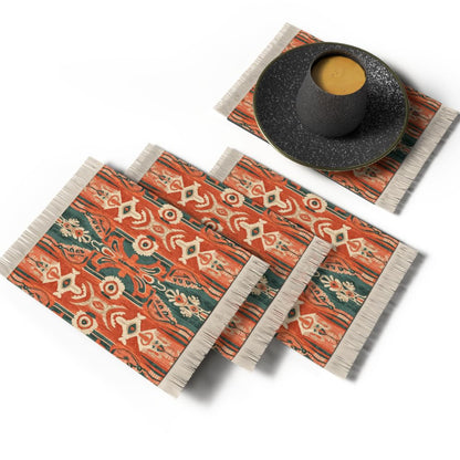 Rug Coaster - Elegant and Durable Mini Rug Coasters for Coffee Table, Dining, and Home Decor - Ultra-Soft Microfiber Polyester - Set Of 4