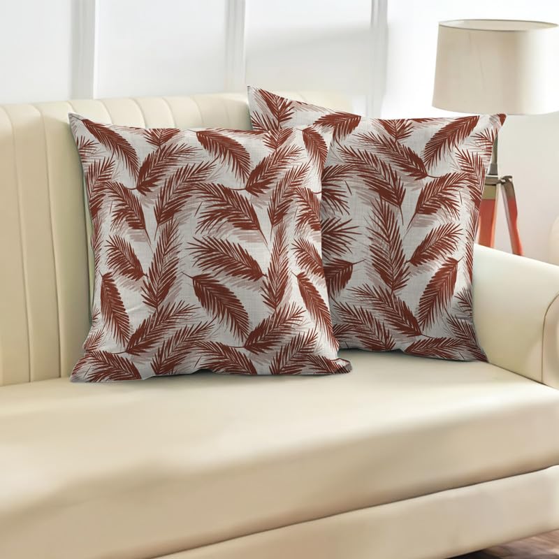 INTEX HOME Linen Velvet Cushion Set, Bella Leaf Pattern, Premium Soft Fabric, 40×40 cm, Turquoise, Elegant Living and Dining Room Decor, Comfortable and Durable Accent Pillows, 2 Pieces