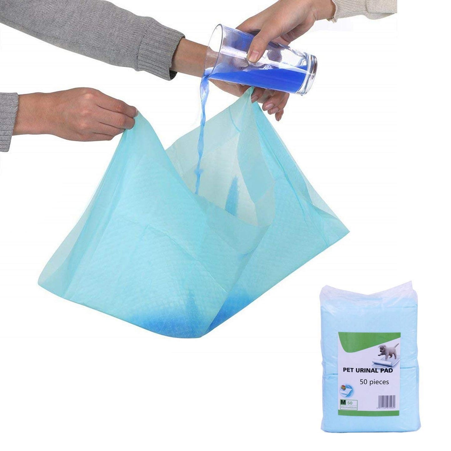 Other 50pcs Pet Pee Pads Disposable Absorbent Quick Drying Leak-Proof Pads for Potty Training, 45x60cm, Blue