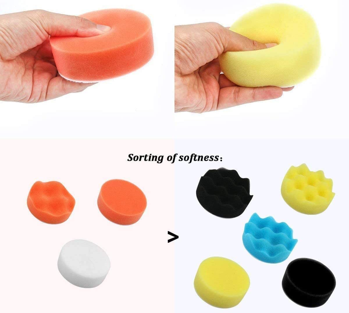 11 Pcs Polishing Pads Sponge,3" Woolen Waxing Buffing Kits Compound Auto Car Polisher M10 Drill Adapter