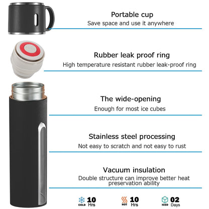 Coffee Thermos Stainless Steel Vacuum-Insulated Water Bottle, 500ml, Double-Wall Thermal Flask, Hot and Cold Beverage Container, Ideal for Travel and Office Use