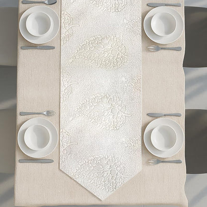 INtex Home Linen Table Runner with V-Shaped End, DAS Printed Rectangle Design for Reception Living Room and Kitchen Tables, for Dining and Home Décor, 1 Piece - 45x160 cm - Off-White