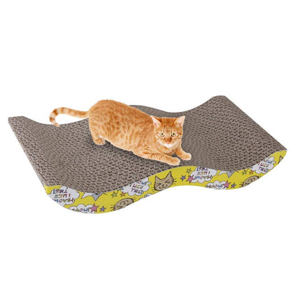 SAPU Cat Scratcher Cardboard for Little Cats and Dogs, Corrugated Scratching Pad with Wave Curved Catnip Cat Cardboard Sofa Lounge Wave (2 Pcs)