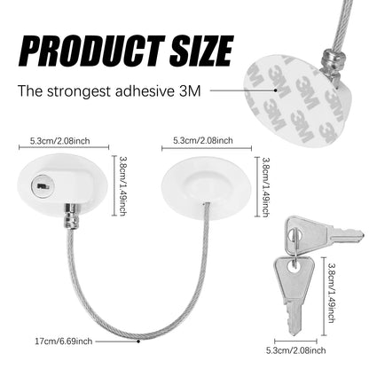 Fridge Lock (2 Pcs) Refrigerator Lock with Keys & Strong Adhesive, Fridge Locks for Kids, Child Safety Locks, Cabinet Lock, Freezer Lock, Security Window Lock, Window Stopper, Drawer Lock (White)