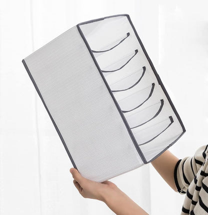 Wardrobe Organizer – 7 Grids Clothing Storage with Handle – 6 Pieces - Durable Nylon Fabric Organizer for Closet, Drawer, and Bedroom – Clothes Storage Solution for Jeans, Shirts, Sweaters