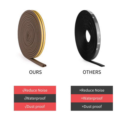 EAYIRA Weather Stripping Door Seal Strip Weatherstrip Front Window Frame Foam Adhesive Rubber Soundproof Insulation Waterproof Dust-Proof Anti-Collision D-Shape 3m