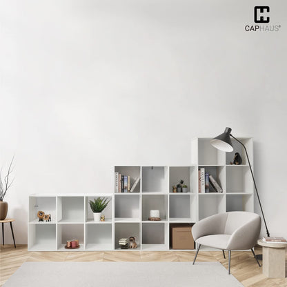 Cube Storage Organizer Shelf, Bookcase with Back Panels and Exterior Edge, Versatile Room Divider, Multi-Cube Options, Modern and Sturdy Shelving (Rustic Grey Oak)