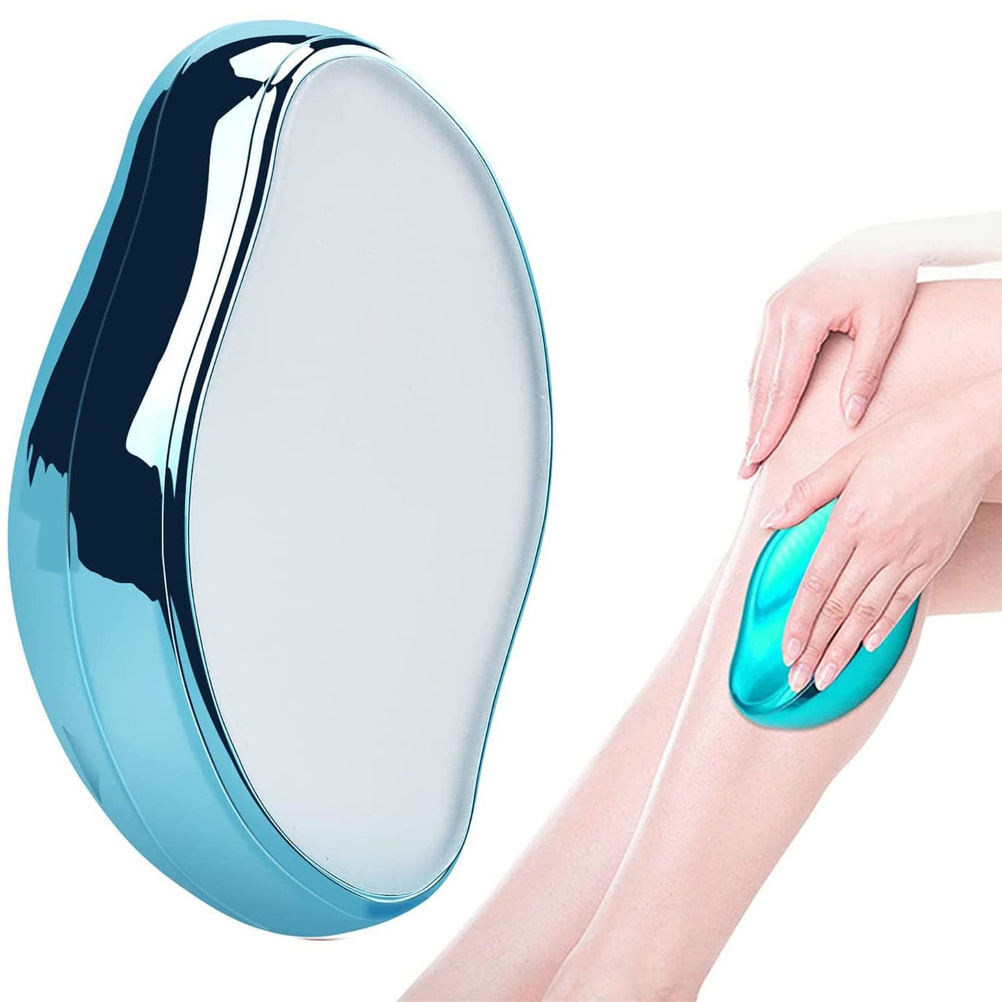 Crystal hair eraser, bleame crystal crystal hair eraser, painless magic crystal epilator, for men and women, hair removal eraser exfoliating tool, for arms, back, any area (blue)