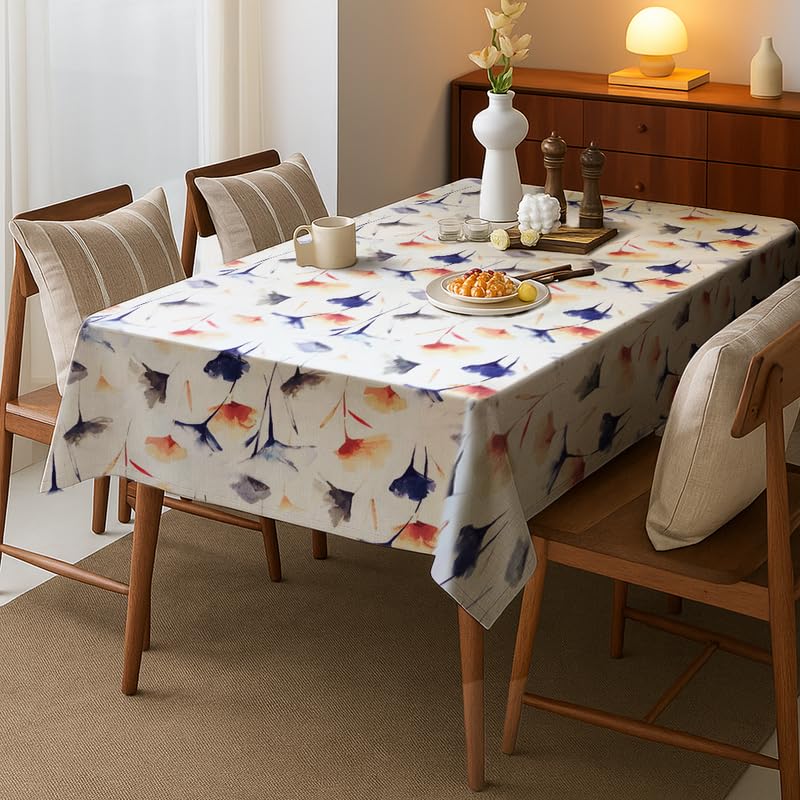 INTEX HOME Tablecloth, Sou Floral Pattern, Rectangle Design, Premium Linen Velvet Fabric, Ultra-Soft and Wrinkle-Resistant, 130×190 cm, 1 Piece, Elegant Table Cover for Dining, Kitchen, or Living Room