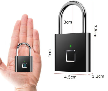 JASIFS Smart Lock Fingerprint Biometric Padlock | Keyless & Password-Free Access |Stores 10 Fingerprints| Inbuilt Rechargable Batery with Indicator |Waterproof Metal Padlock for Home,Office Security