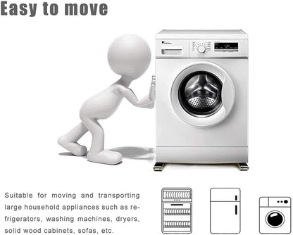 Refrigerator Base Bracket with Brake, Heavy Appliance Moving Bracket - Suitable for Refrigerator Base, Dryer, Washing Machine - Set of 2 - White