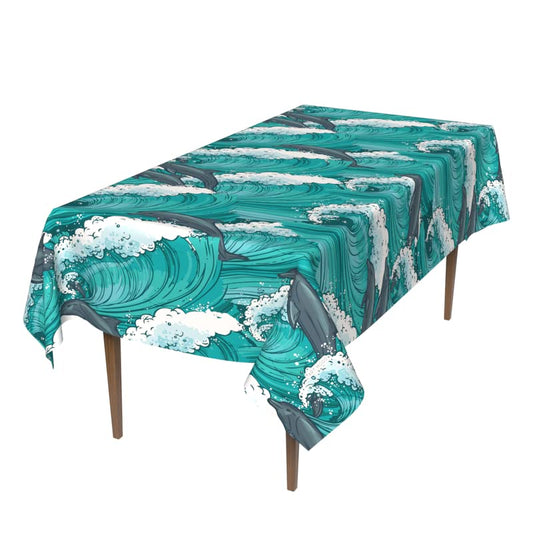 Dolphin Waterproof Tablecloth, a Multicolor 140x300 cm Rectangular Table Cover of Spillproof Polyester, a Fun and Stain-Resistant Protector for Family Meals, Parties, or Outdoor Use