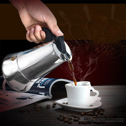 Espresso Maker, 2/4/6/9 Cups Mocha Pot Portable Stainless Steel Italian Espresso Coffee Machine for Gas Cookers, Cookers and Induction 2 Cups - 100 ml