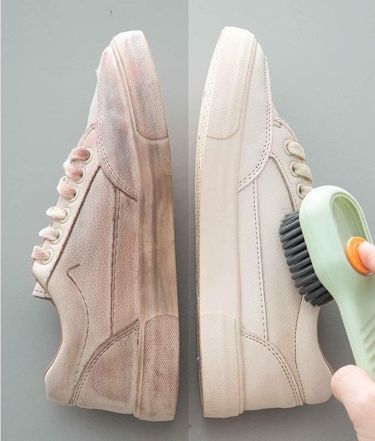 LAMBAMOON Multi-Function Hydraulic Cleaning Brus with Soap Dish Laundry Brush Scrub Brush with Soap Dispenser for Bathroom, Kitchen, Soft Laundry Clothes and Shoes Scrubbing Brush (Mint Green)