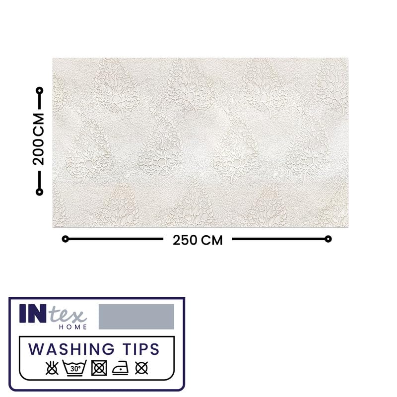 INtex Home Linen Rectangle Tablecloth, DAS Printed Design for Reception Living Room and Kitchen Tables, Elegant Dining and Daily Home Décor Use, 1 Pc - 200 x 250 cm - Off White