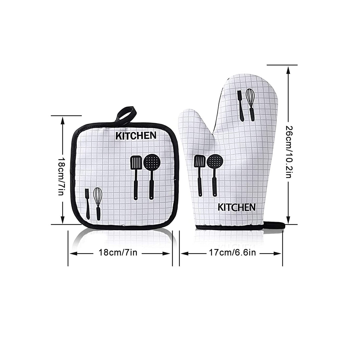 BaByLeisure Heat Resistant Cooking Gloves Oven Mitts Soft Cotton Lining Kitchen Glove Non-Slip Oven Glove and Pot Holder Set Thickened Oven Gloves for Cooking, Baking, Grilling