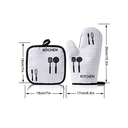 BaByLeisure Heat Resistant Cooking Gloves Oven Mitts Soft Cotton Lining Kitchen Glove Non-Slip Oven Glove and Pot Holder Set Thickened Oven Gloves for Cooking, Baking, Grilling