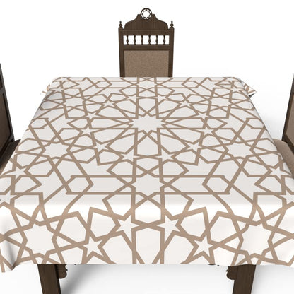 Islamic Nova Waterproof Tablecloth, a Multicolor 140x140 cm Square Table Cover of Spillproof Polyester, a Celestial-Themed Protector for a Unique and Spiritual Dining Setting