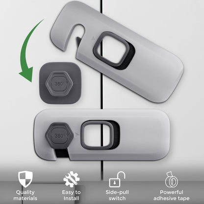 2Pcs Fridge Lock, Easy to Install Fridge Locks for Children, Fridge Locks No Tools Need or Drill, Fridge Child Lock Apply to Max 1 inch(25mm) Sealing Strip (Grey)