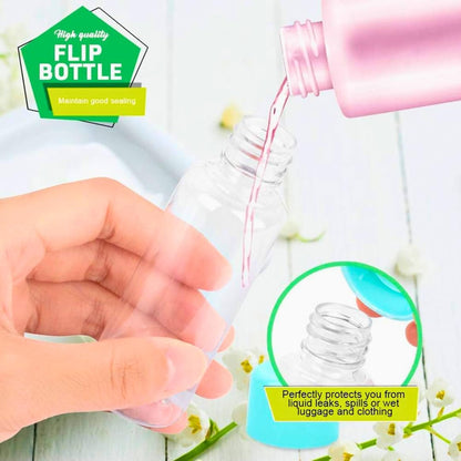 Seven-Piece Travel Bottles Set, Durable and Reusable Transparent Plastic Containers for Cosmetics, Perfume, and Skincare, Travel Kit for Women - Blue