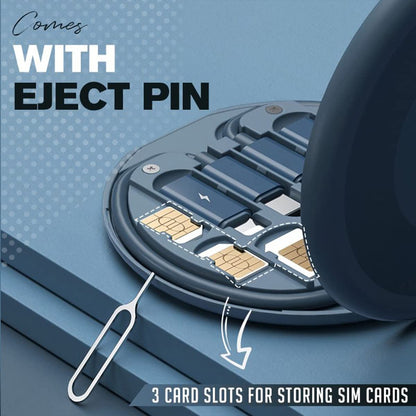 IBAMA Multifunctional 60W USB Data Cable Fast Charge Line Storage Box Mini Digital Electronic Gadgets Organizer Card Removal Pin Set (Blue)