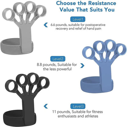 Finger Trainer, Various Strengths, Hand Trainer, Hand Grip, Rubber Muscle Trainer, Training Device for Strength Training, Therapy, Muscles, Black
