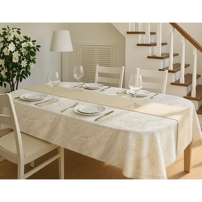 INtex Home Linen Rectangle Tablecloth, DAS Printed Design for Reception Living Room and Kitchen Tables, Elegant Dining and Daily Home Décor Use, 1 Pc - 200 x 250 cm - Off White