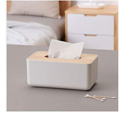 Lwvax PU Leather Tissue Box Holder with Compartment Remote Control Holder Desk Organizer Tissue Storage Box - 24 x 12 x 9 Cm - Black