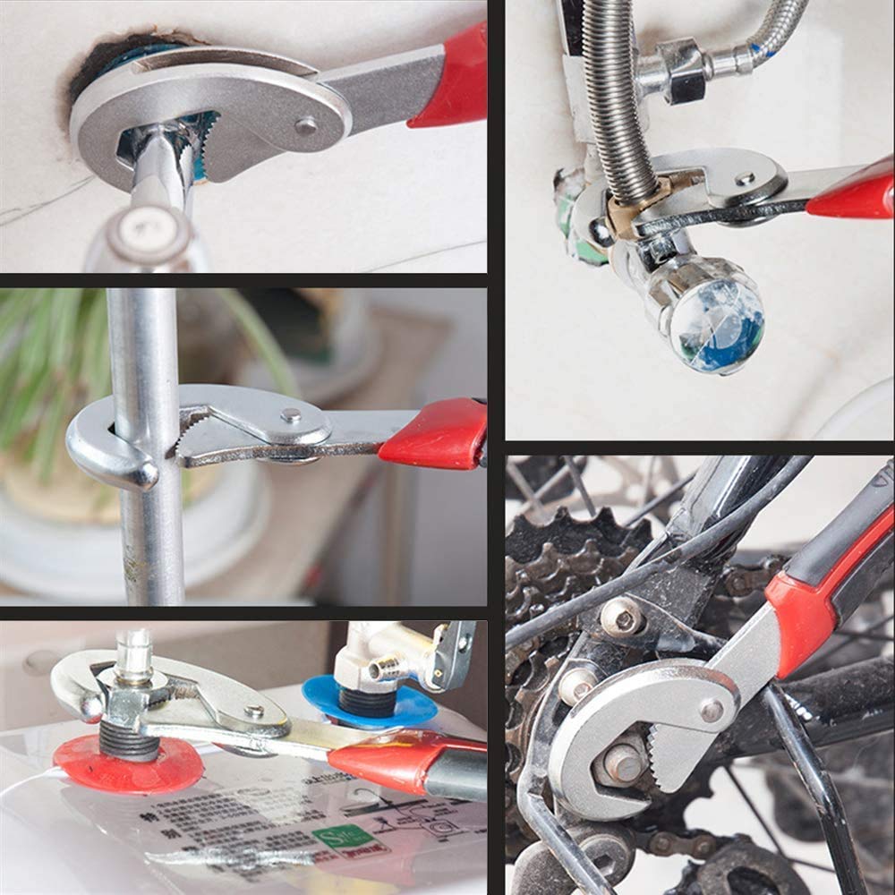 SKYLIT Stainless Steel Socket Adjustable Universal Multi Function Wrench Spanner Tool Set of 2 Pieces (9mm to 32 mm)