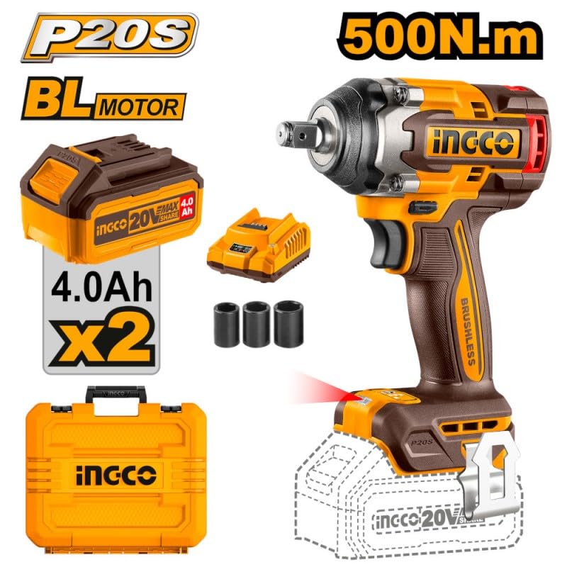 Ingco CIWLI2050 Li-Ion Impact Wrench 20V