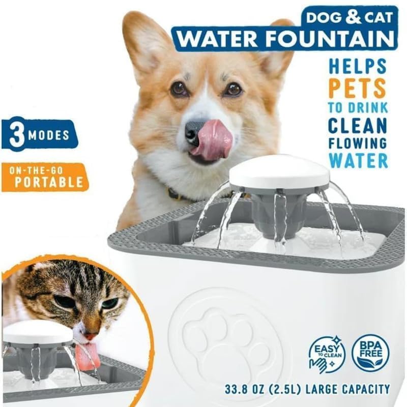 GION Cats Dog Water Fountain Animal Water Dispenser 2.5L Automatic Pet Drinking Fountain for Cats Kitty Indoor and Small Pets, Ultra Quiet Cat Drinking Fountain with Filter (1Pcs)