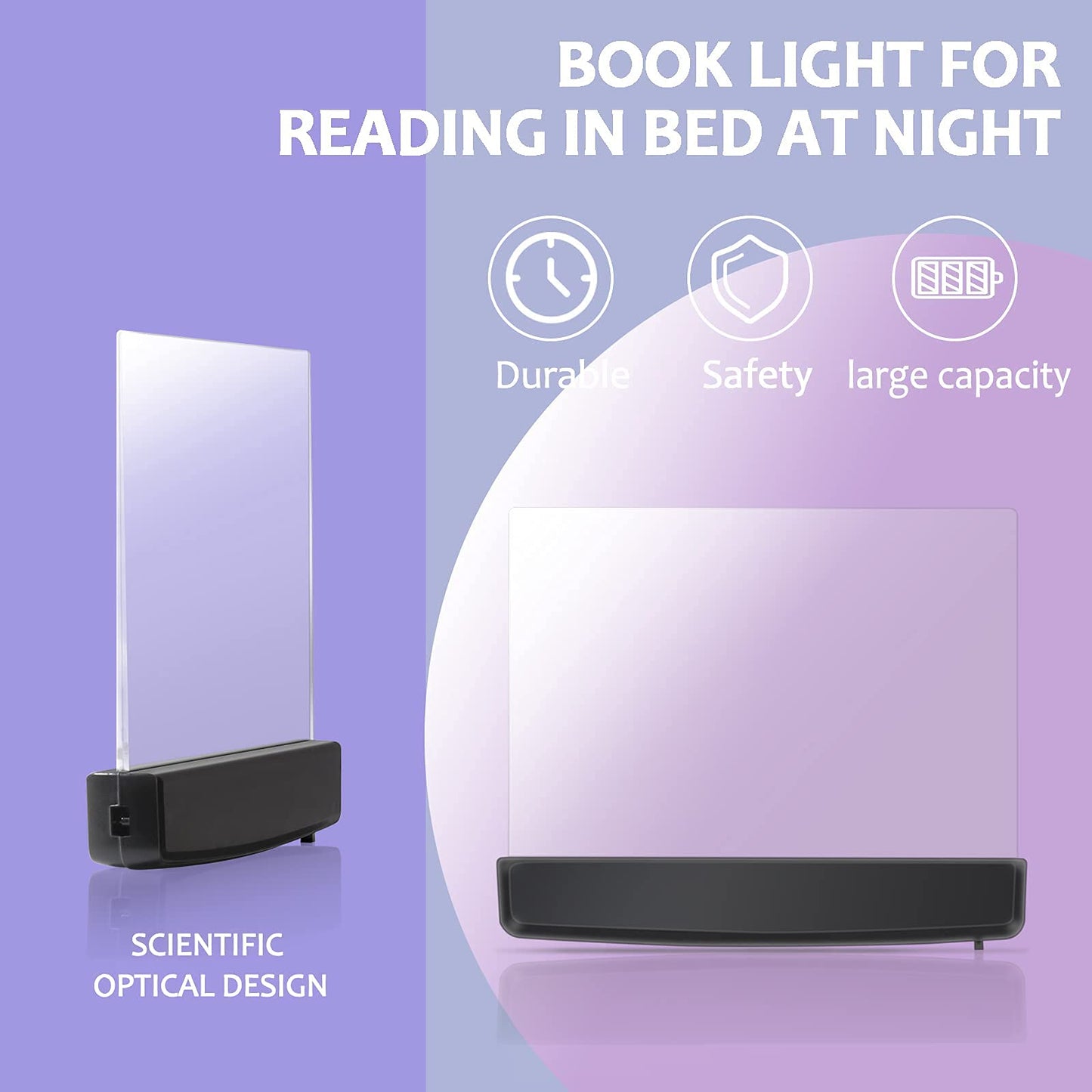 2PCS LED Reading Light, Night Light Reading Lamp LED Flat Book Light Lightwedge Book Light with 2 Bookmarks, Portable Bookmark Light Eye Care Night Light for Reading in Car, Birthday&Valentine Gift