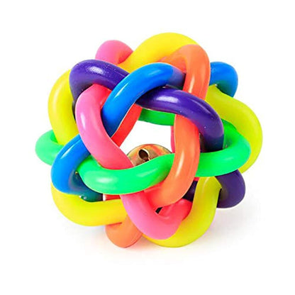 Pet Dog,Cat Colorful Rubber Cord Woven Bell Ball Chew Toy