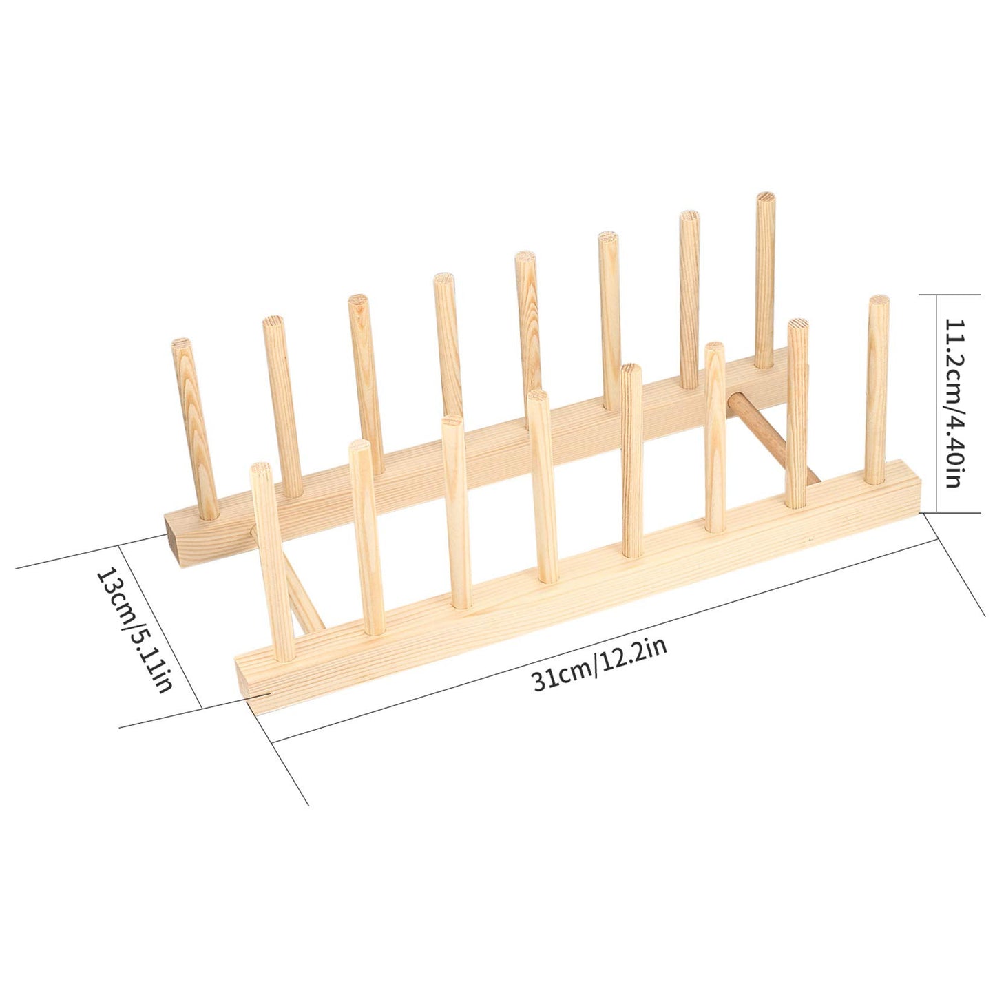 HAOCHEN 2 PCS Wooden Dish Drainer, Kitchen Wood Dish Plates Storage Tray Holder Rack, Dish Drying Drainer Rack, Wooden Storage Organizer for Plate, Cup, Pot Lid, Board, Tableware, Books, Wine Glass