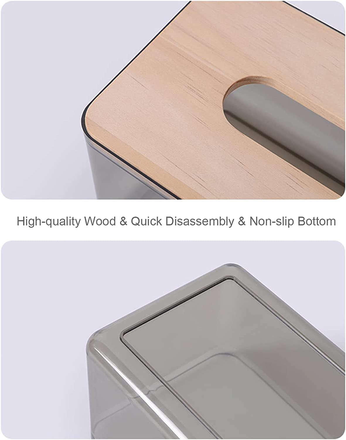ECVV Acrylic Clear Rectangle Nordic Creative Facial Tissue Wipes Holder Dispenser Box Dryer Sheet Wet Toilet Paper Tray Container Restaurant Napkin Storage Case Transparent With Bamboo Cover