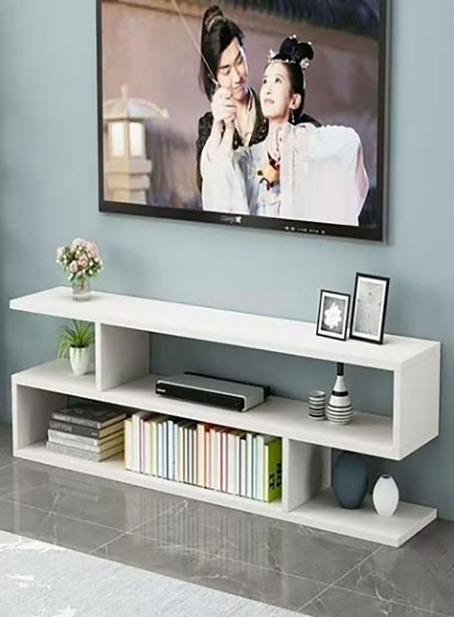 TV Table Entertainment Center in White, MultifunctionaLTV Desk and PracticaLMedia Console for the Living Room, stylish and Elegant Home Furniture for Your Viewing Area