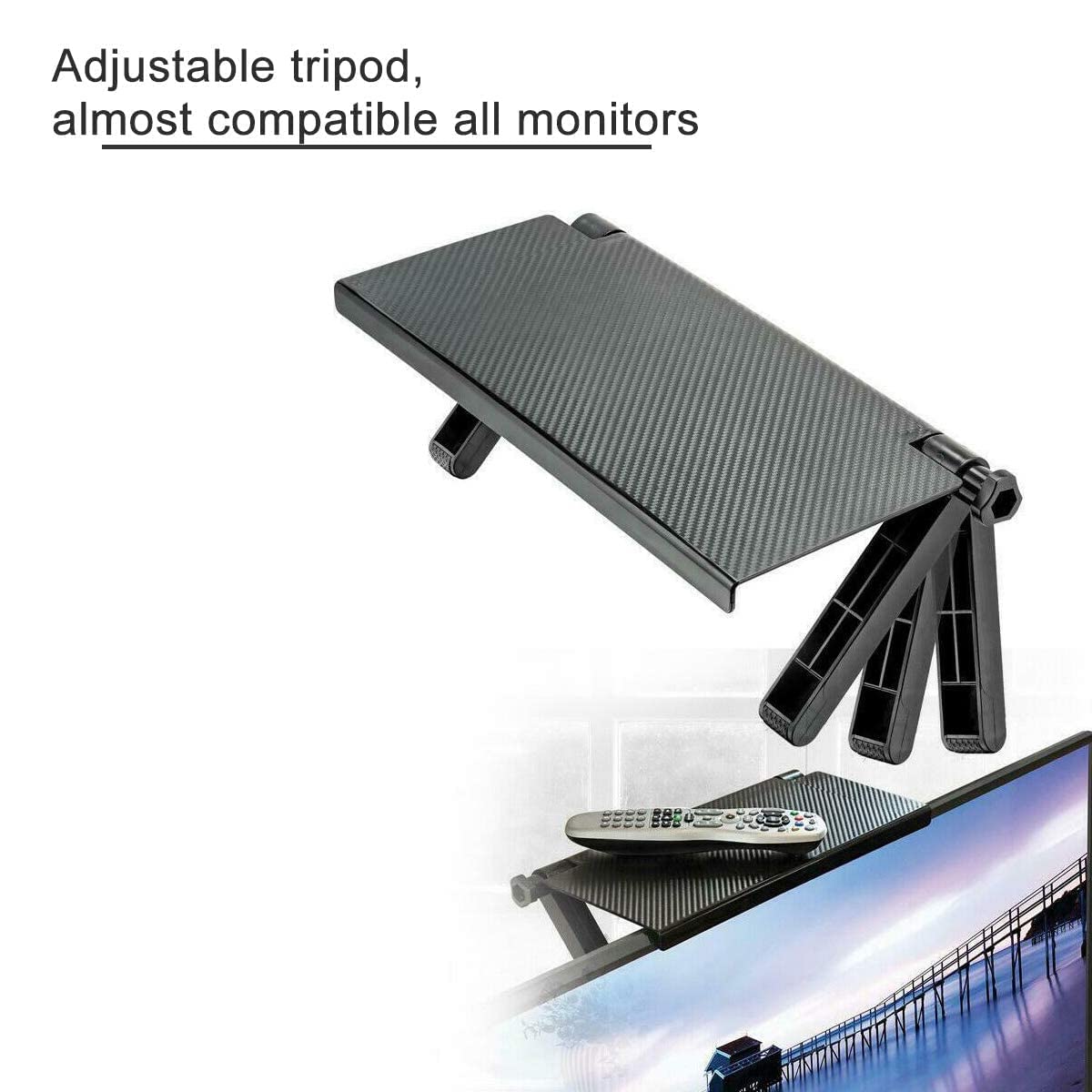 YINOVEEN 13'' TV Top Shelf, Adjustable Screen Top Mount Shelf Organizer for TV Monitor Screen, Used to Place Soundbar, Used to Place Cable Box, Used to Place Speakers(1 Pack)