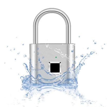 Rawrr Lock with Fingerprint, Padlock for Gym, Weatherproof, Multi-Use, Keyless Lock, Waterproof Padlock for Gym, Luggage, Warehouses, Locker, Silver