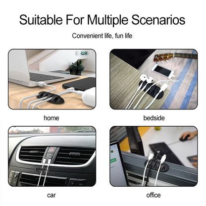 Denvok - Set Of 10pcs Cable Organizer Management Strong Adhesive Silicone, USB Cable Winder, Flexible Cable Manager Clips, Cord Holder For Desktop Mouse Headphone Earphone for Kitchen School Office